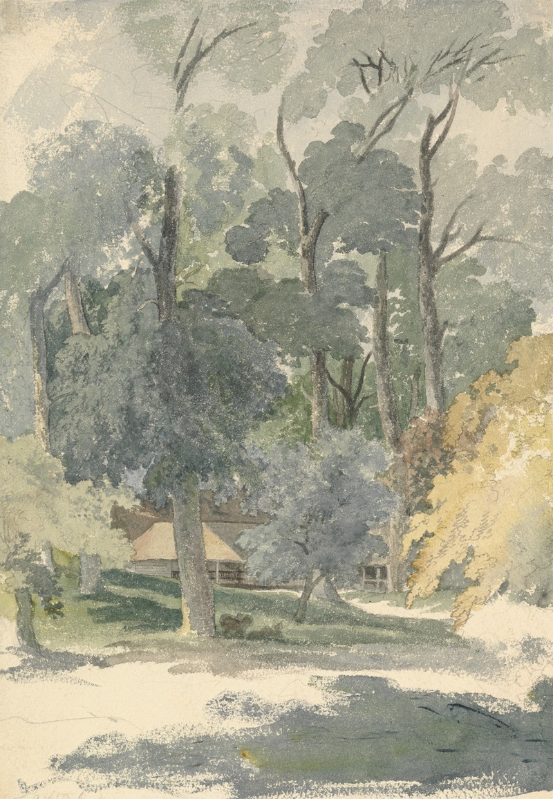 Robert Hills - Trees and Barns in Ashstead Park, Surrey