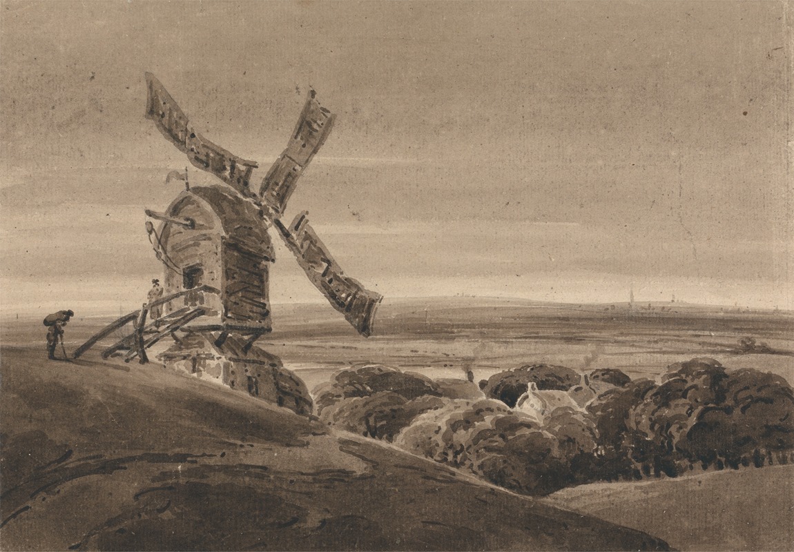 François Louis Thomas Francia - Landscape with a Windmill
