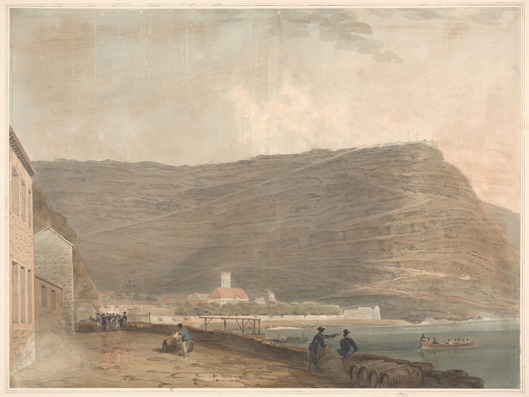 Samuel Davis - Coastal English Settlement Surrounded by Mountains