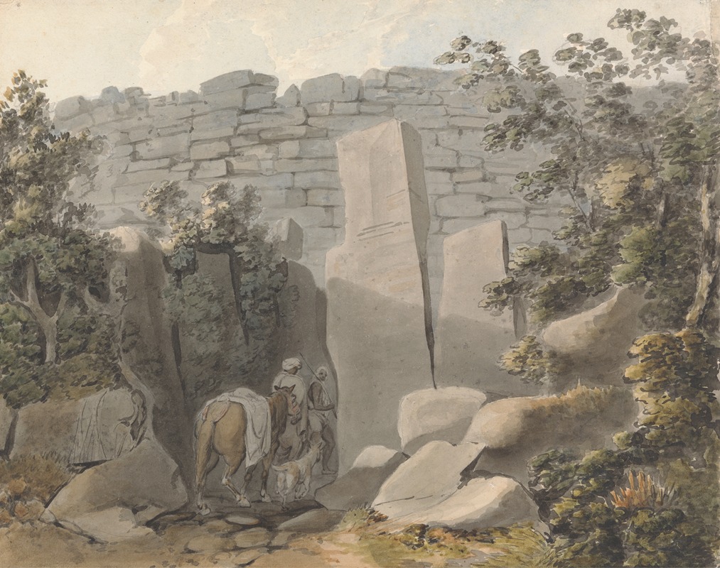 Samuel Davis - Native and Horseman by a Ruin