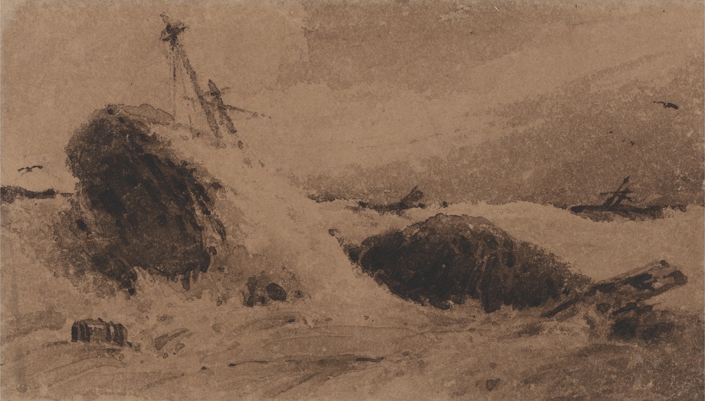 François Louis Thomas Francia - Wrecked Ship in a Stormy Sea