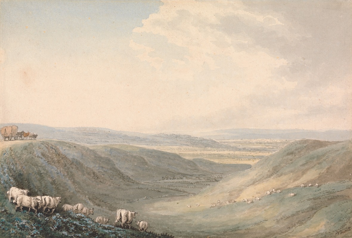 Samuel Howitt - Valley Landscape with Sheep