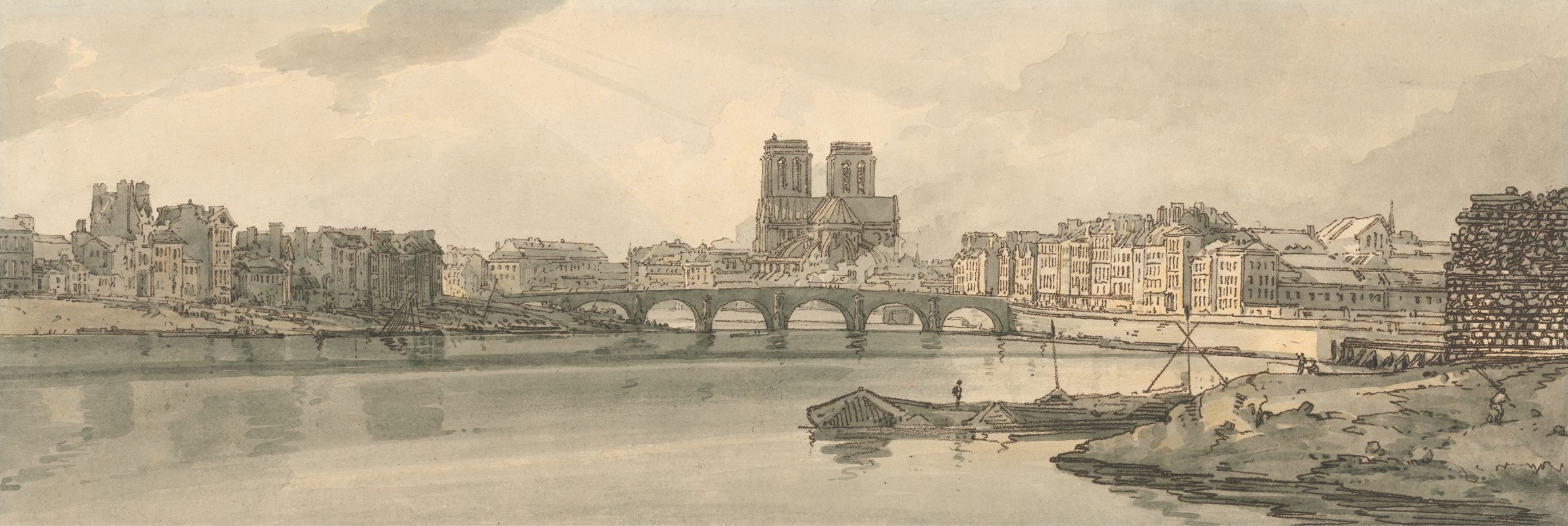 Thomas Girtin - A View of the Pont de la Tournelle and Notre Dame Taken From the Arsenal