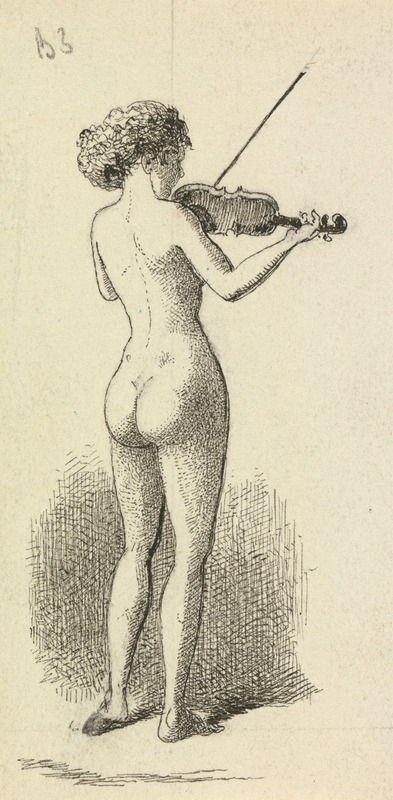 George Augustus Sala - Nude Woman playing the Violin