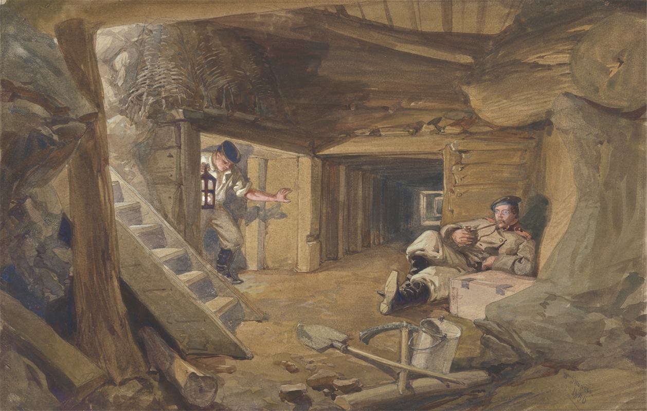 William Simpson - Mine in the Bastion du Mat, Sebastopol, Crimea