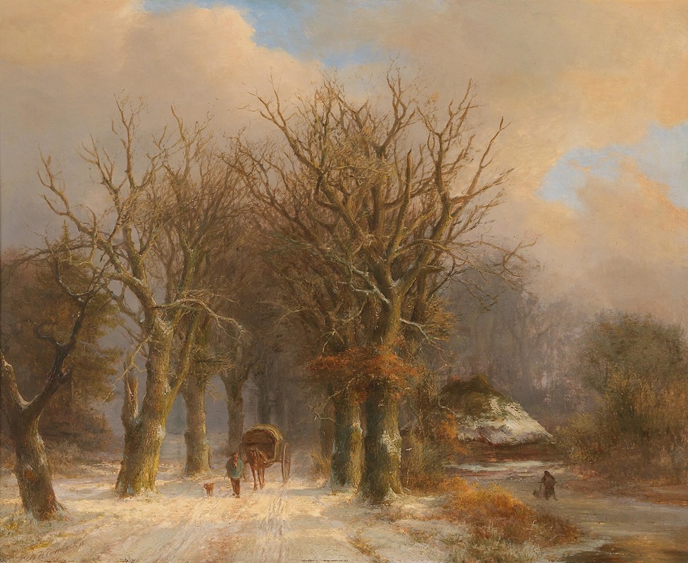 Johann Bernhard Klombeck - Winter Landscape with Horse and Cart