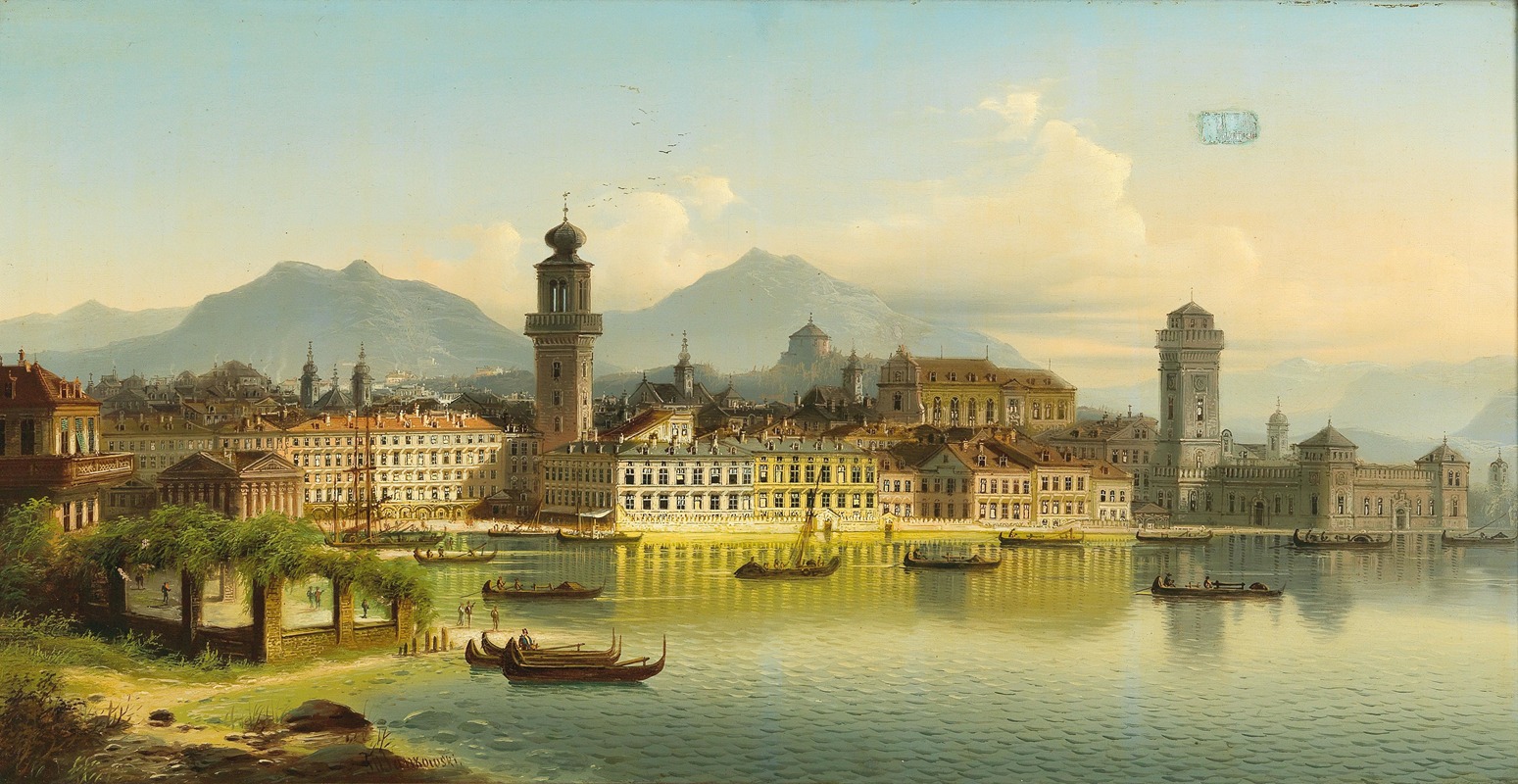 Johann Wilhelm Jankowski - View of Riva on Lake Garda