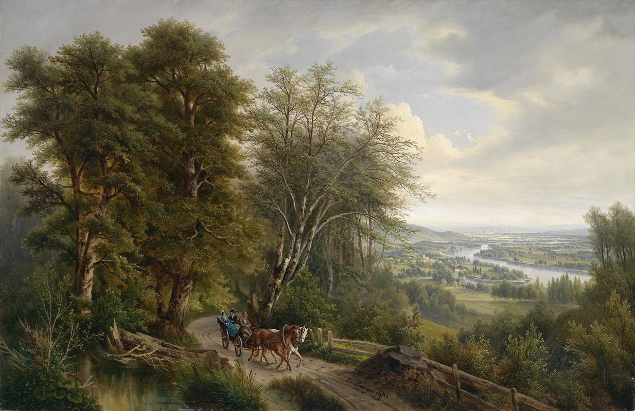 Josef Burgaritzky - Donaulandschaft mit Blick auf Nußdorf