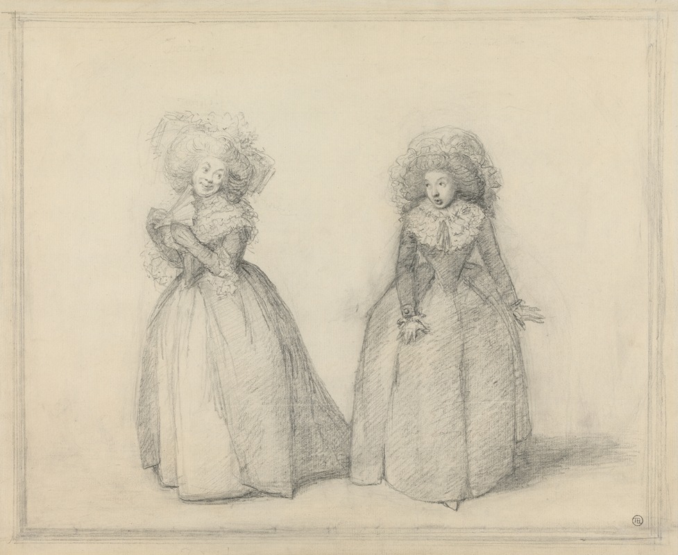 George Dance - Two Ladies Standing in Conversation, Presumably a Scene from a Play