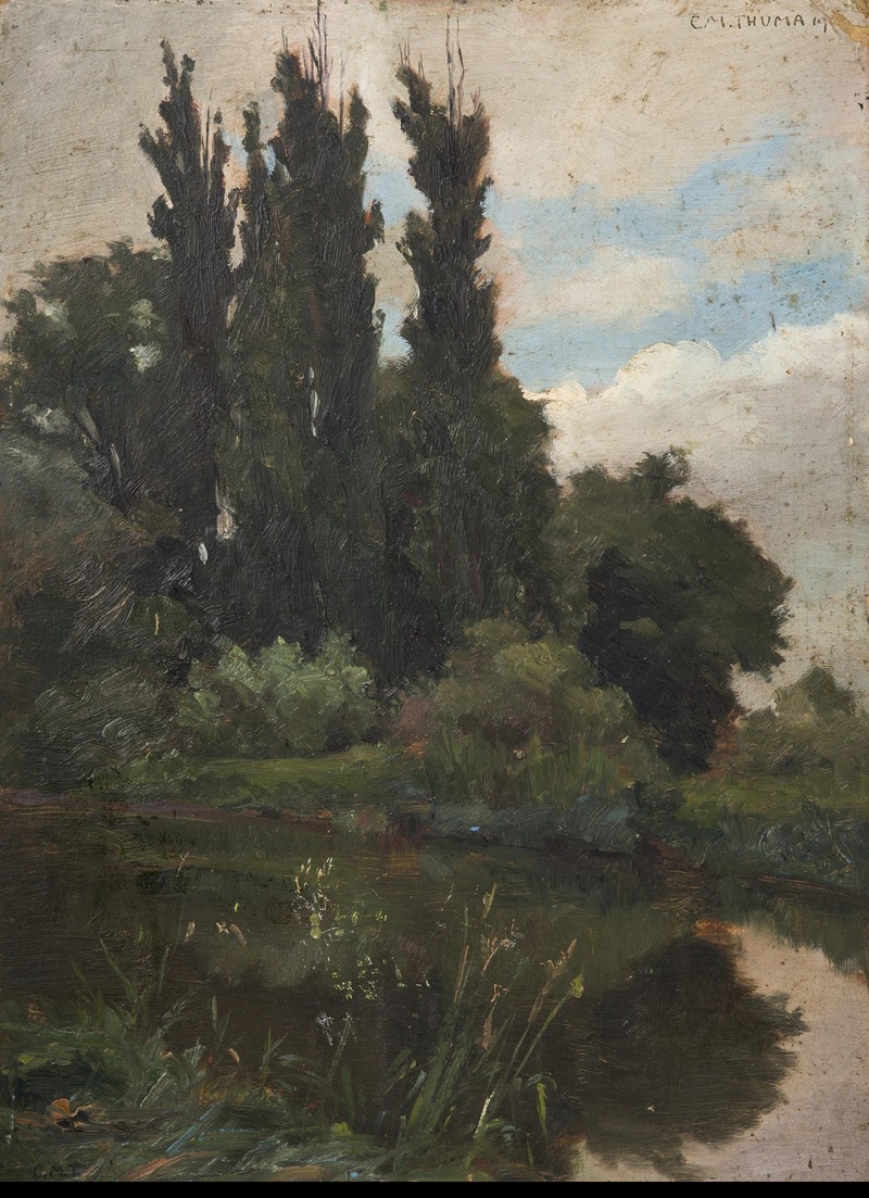 Karl Maria Thuma - Poplars by the Water