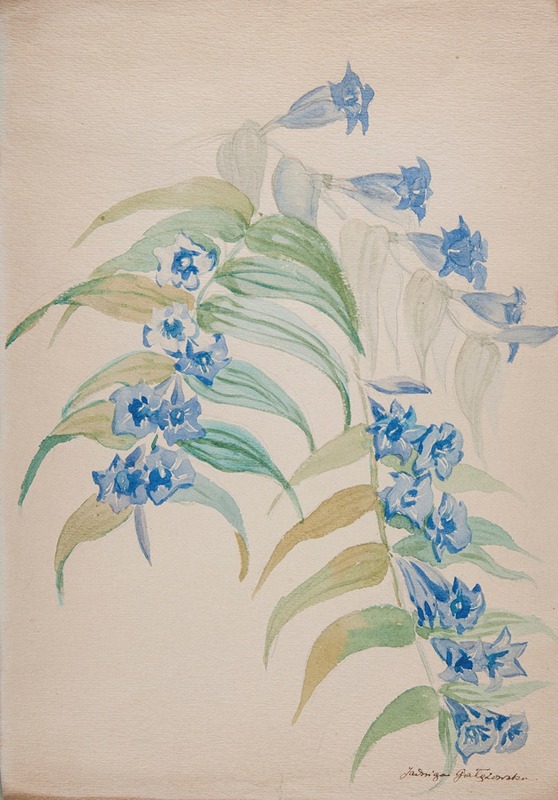 Jadwiga Gałęzowska - Twigs with blue flowers