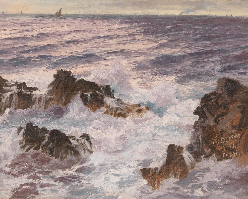 Karl Theodor Boehme - Heavy Seas off the Coast of Capri