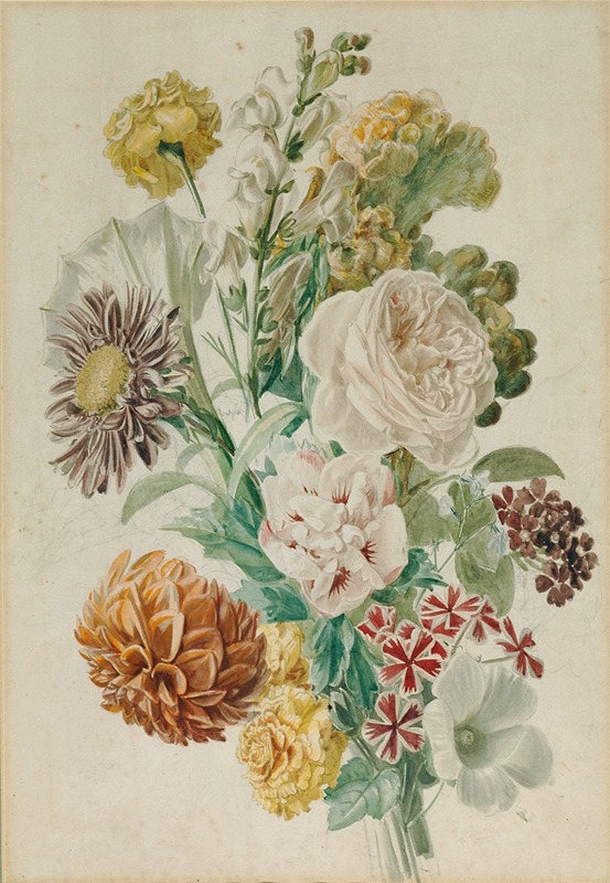 Leopold von Stoll - Blumenstrauß mit Rose und Dahlie