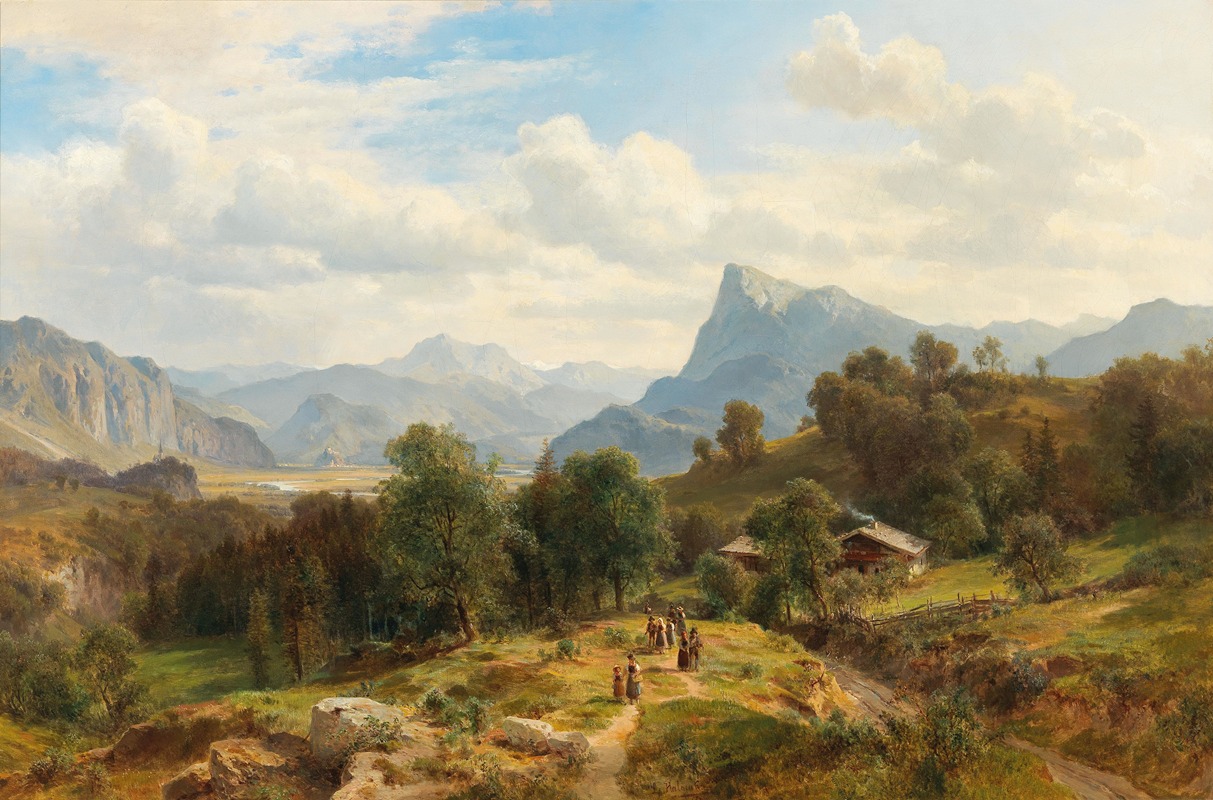Ludwig Halauska - View of the Alps from Maienfeld in Graubünden towards Liechtenstein