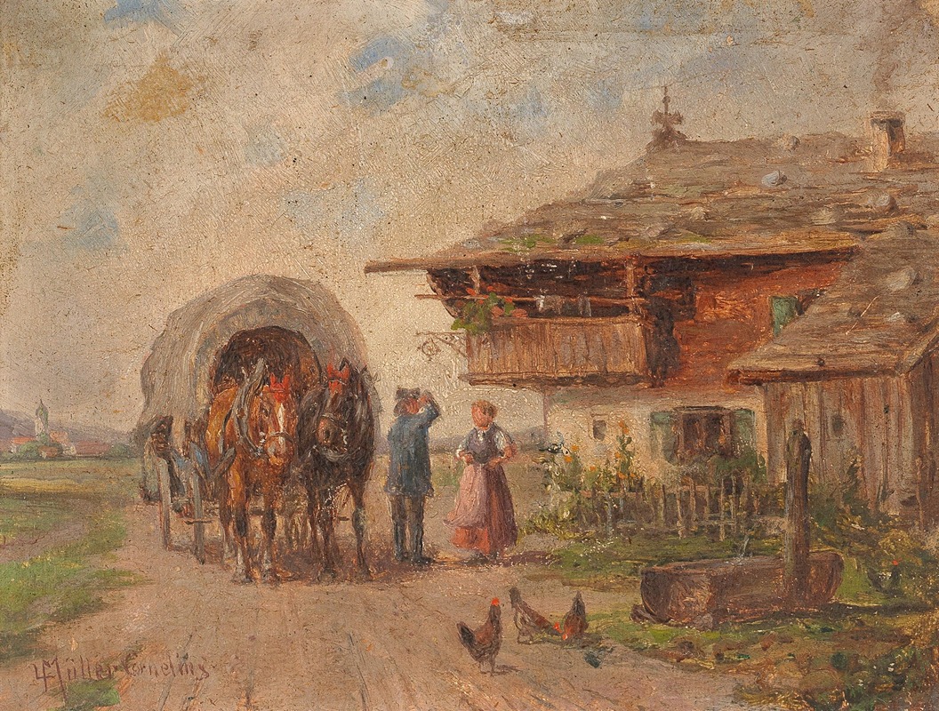 Ludwig Müller-Cornelius - Haymaking, a horsecart