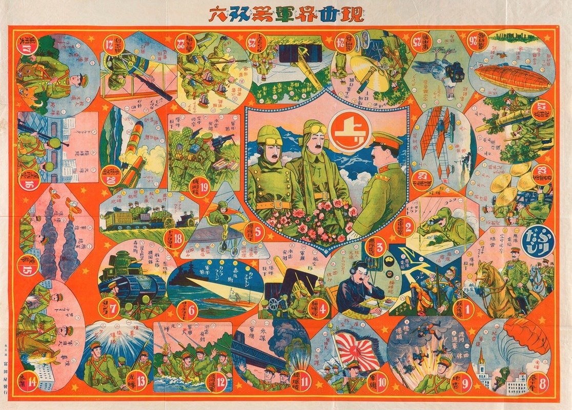 Anonymous - Pictorial Board and Dice Game (sugoroku); Implements of War in the Present World
