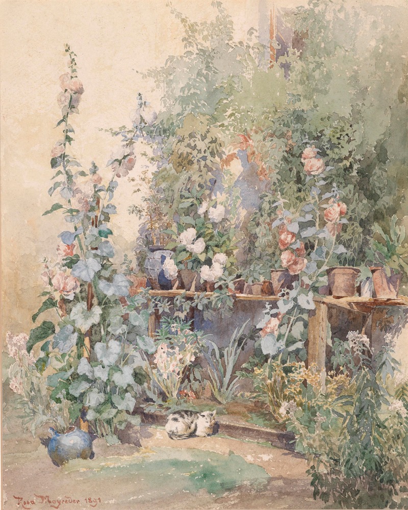Rosa Mayreder - Gartenstilllben mit Kätzchen