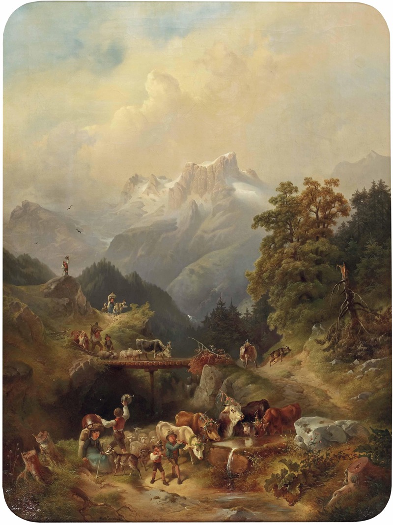 Rudolf Swoboda - Almabtrieb im Hochgebirge
