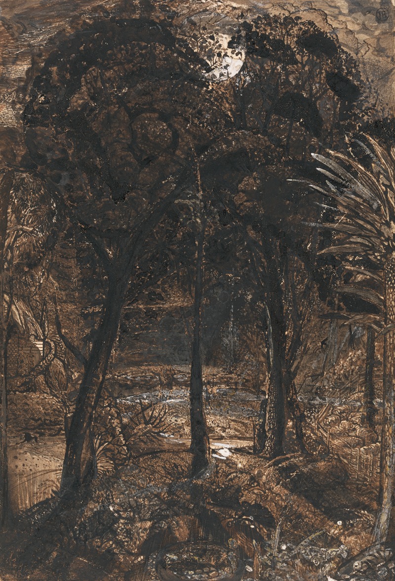 Samuel Palmer - A Moonlit Scene with a Winding River