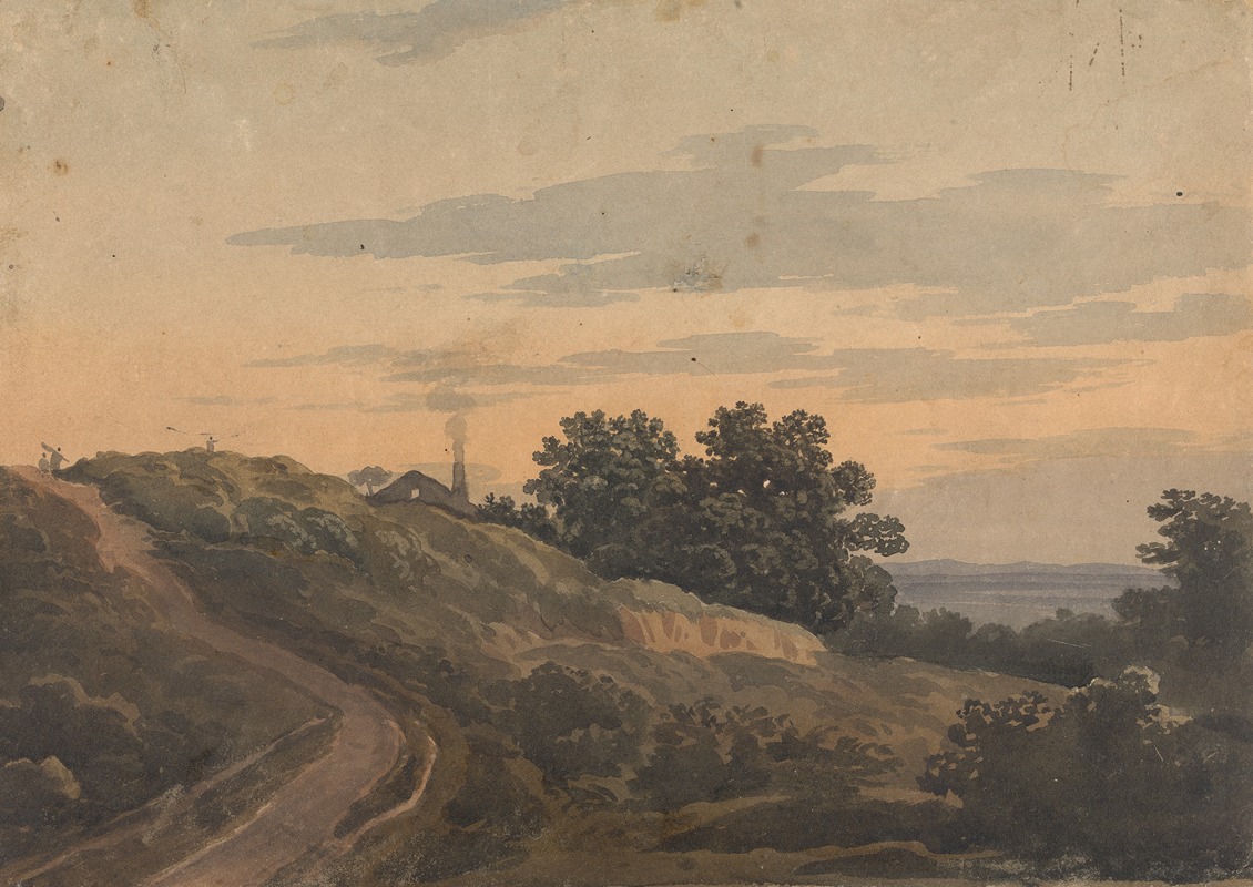 Thomas Sully - Hilly Landscape with House, Path, and Figures