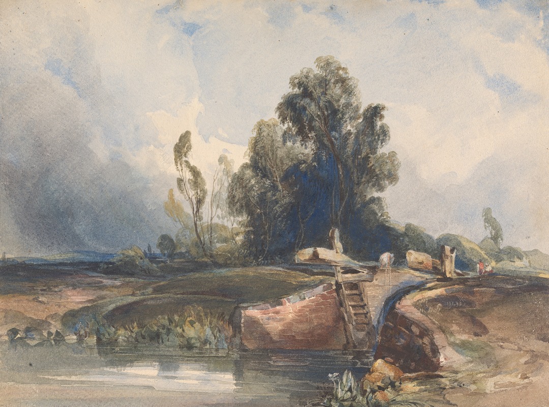 Thomas Sully - Landscape with Canal and Lock; Figures at Lock