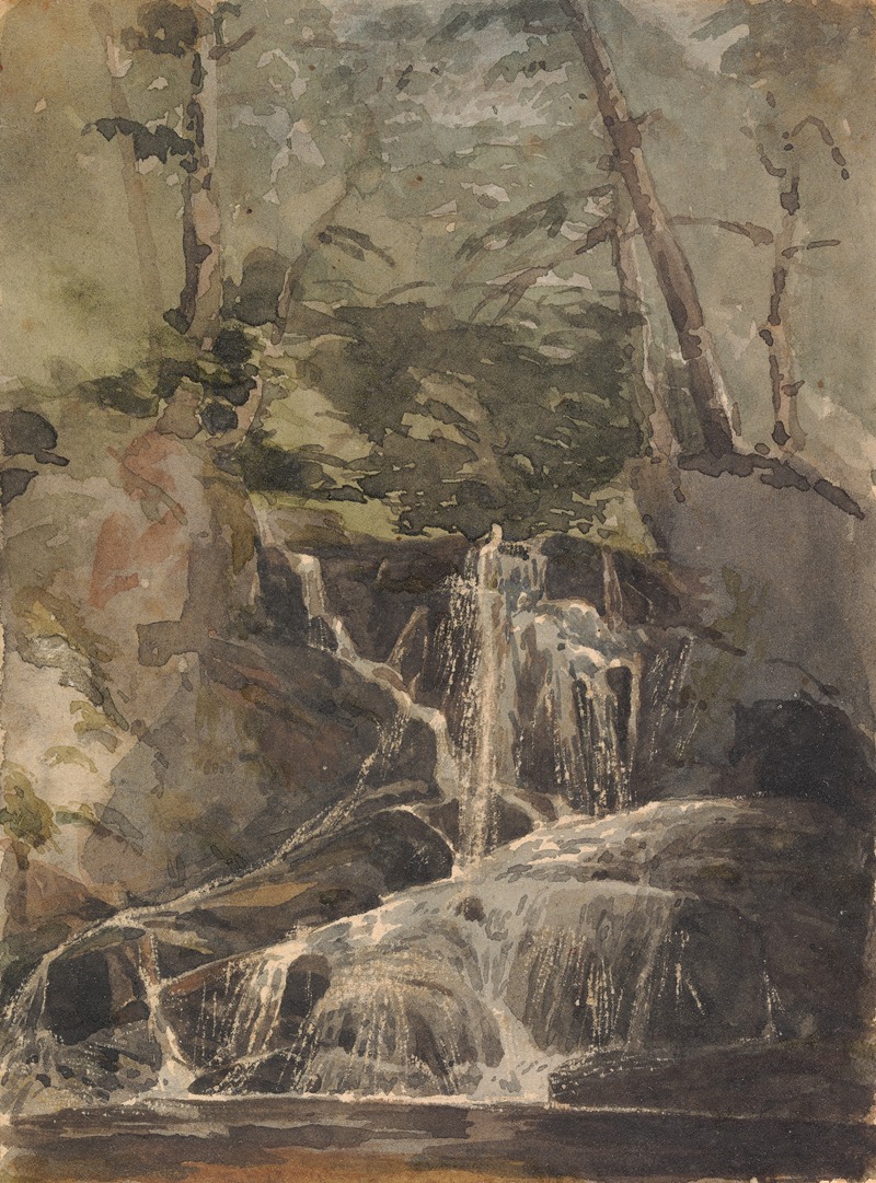 Thomas Sully - Small Waterfall in Forest