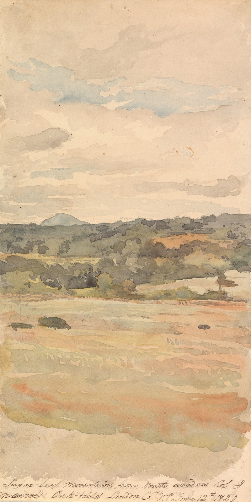 Thomas Sully - Sugar-Loaf Mountain, From North Window, Col. J. Monroe’s. Oak-Field Landon Co. Va. June 12th 1829