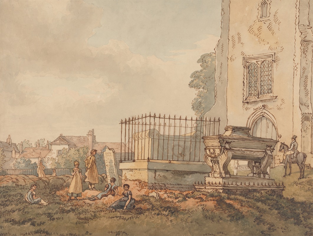 William Henry Hunt - Bushey Churchyard with the Tombs of Edridge, Hearne and H. Monro