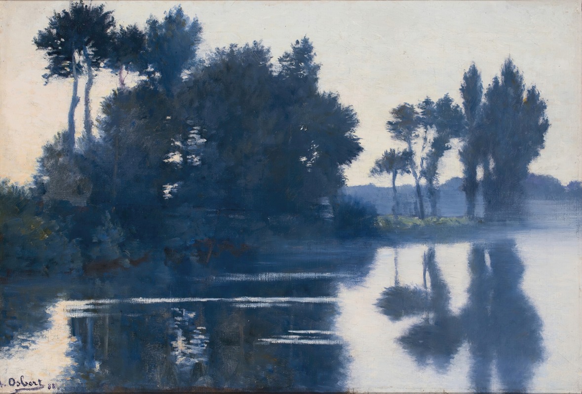 La tombée du soir sur l'Oise by Alphonse Osbert - Artvee
