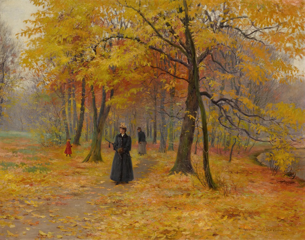 Carl Carlsen - A Forest Walk in Autumn