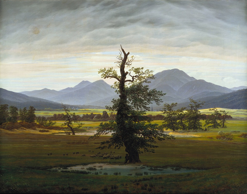 Caspar David Friedrich - Village Landscape in Morning Light (The Lone Tree)