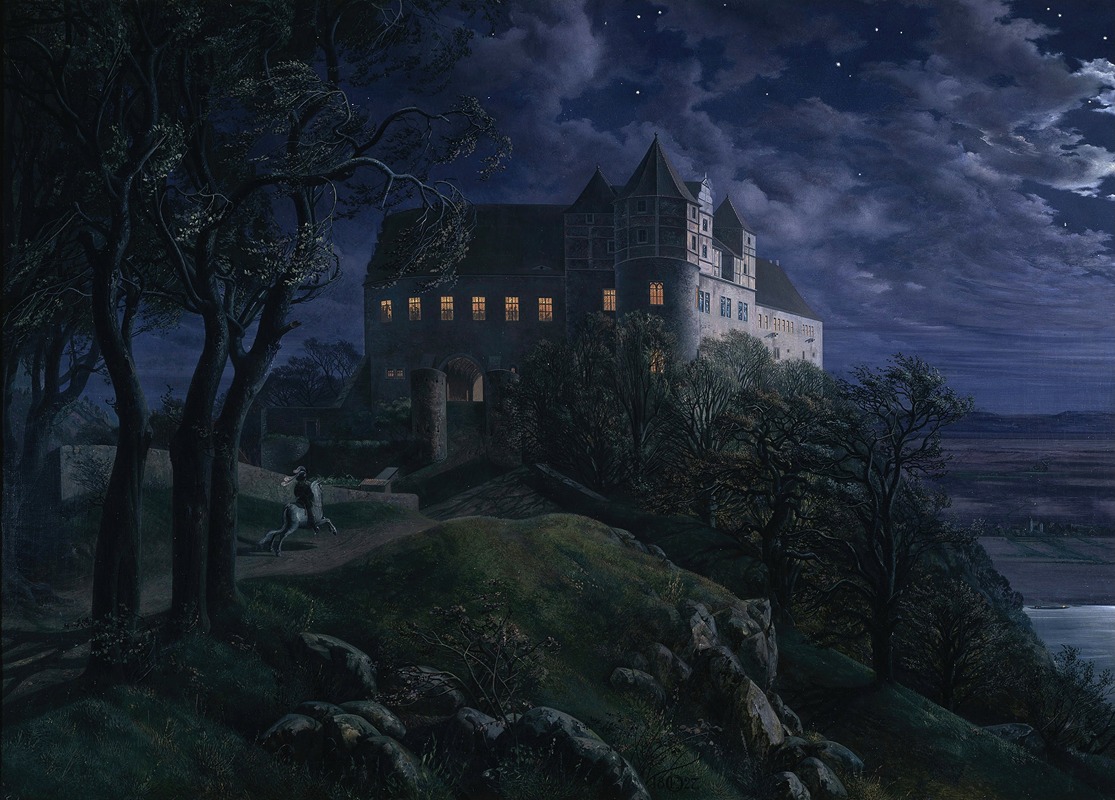 Ernst Ferdinand Oehme - Burg Scharfenberg at Night