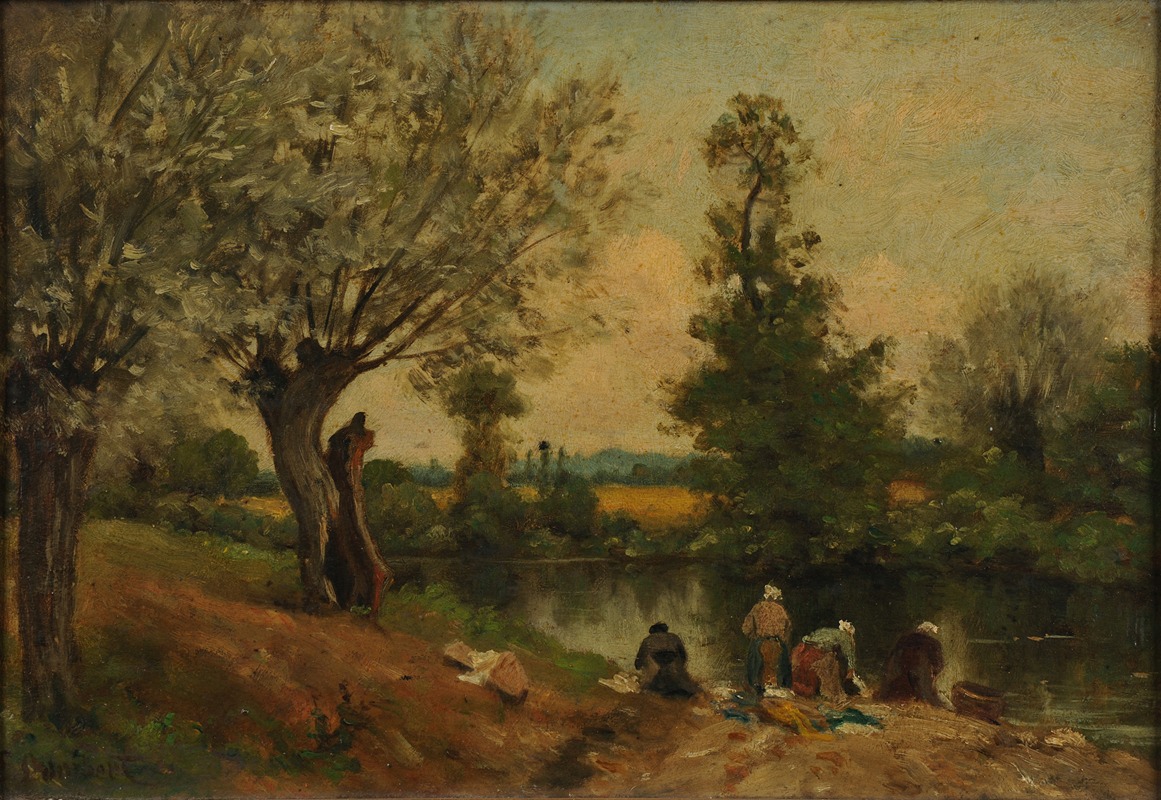 Eugène Lambert - Paysage. Laveuses