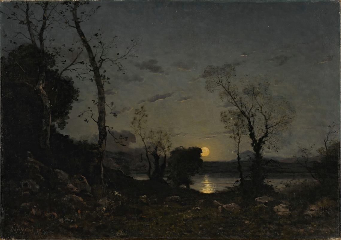 Henri-Joseph Harpignies - Un lac au clair de lune