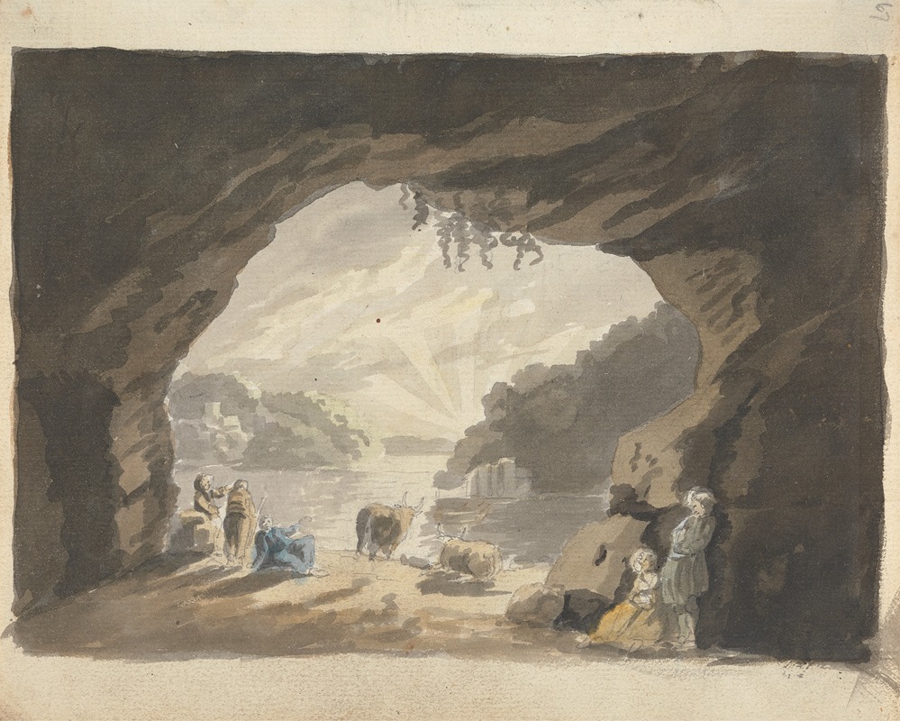 James Miller - Figures with Animals at Cave