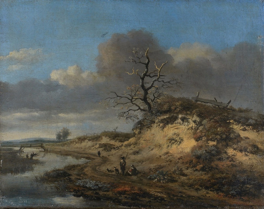 Jan Wijnants - Dune landscape with a sand road along a river