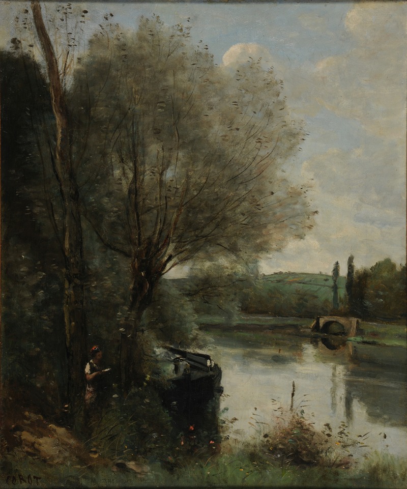 Jean-Baptiste-Camille Corot - La liseuse sur la rive boisée