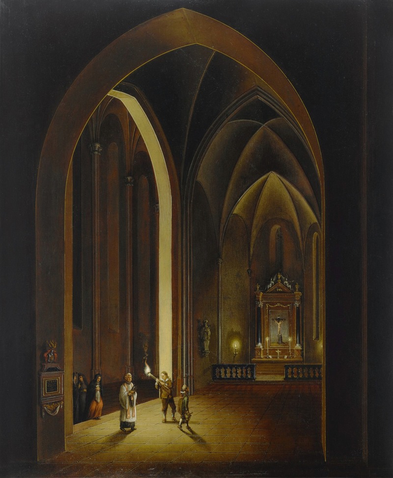 Johann Ludwig Ernst Morgenstern - Candlelit church interior