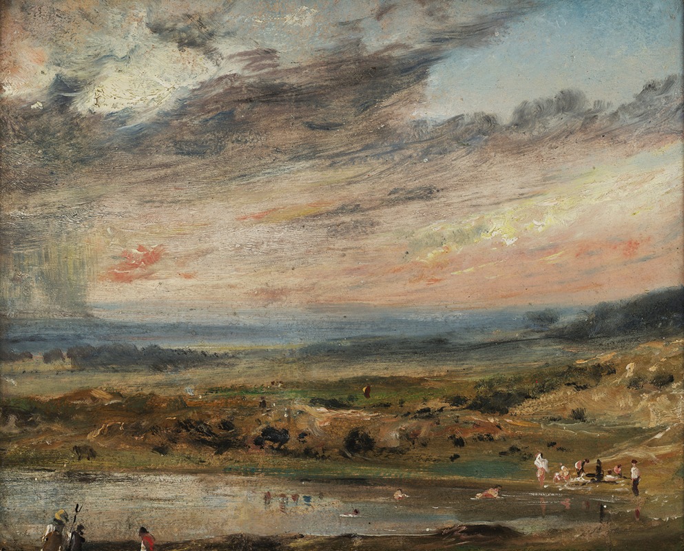 John Constable - Hampstead Heath, with Pond and Bathers