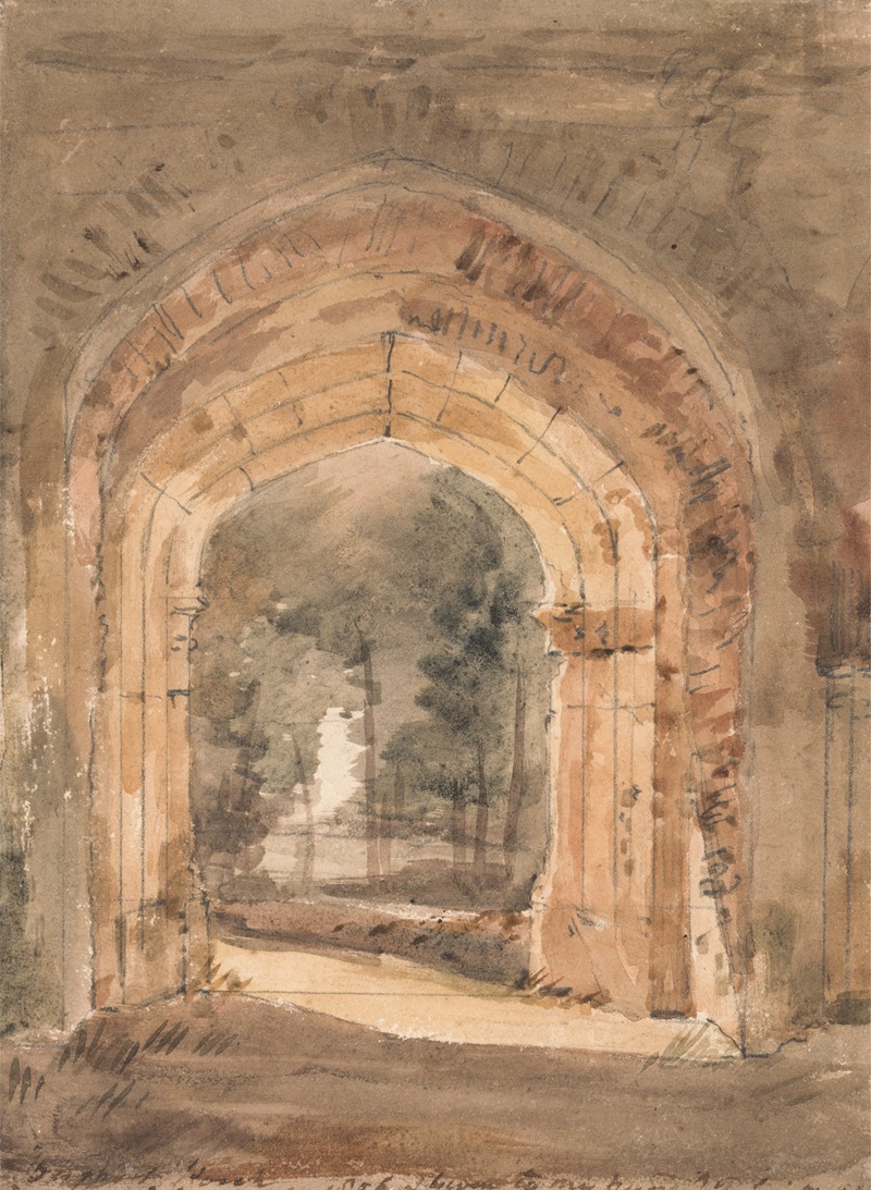 John Constable - East Bergholt Church, Looking Out the South Archway of the Ruined Tower
