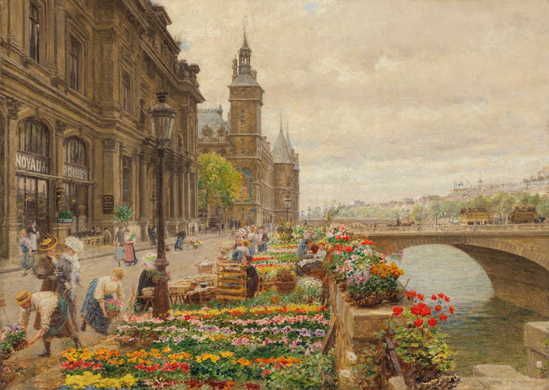 Marie-François Firmin-Girard - Le quai aux fleurs et la tour de l’horlage