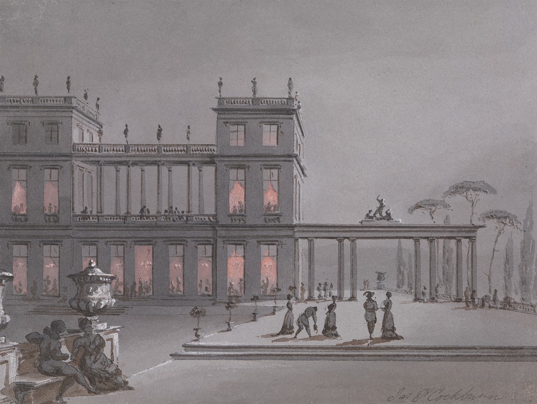 James Pattison Cockburn - An Italian Fete; Figures on Terrace of a Palazzo