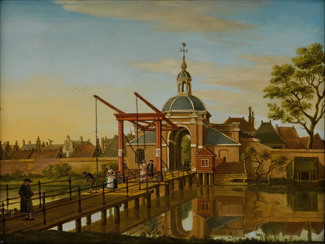 Paulus Constantijn la Fargue - Leiden, a view of Koepoort, seen from the road to Zoeterwoude