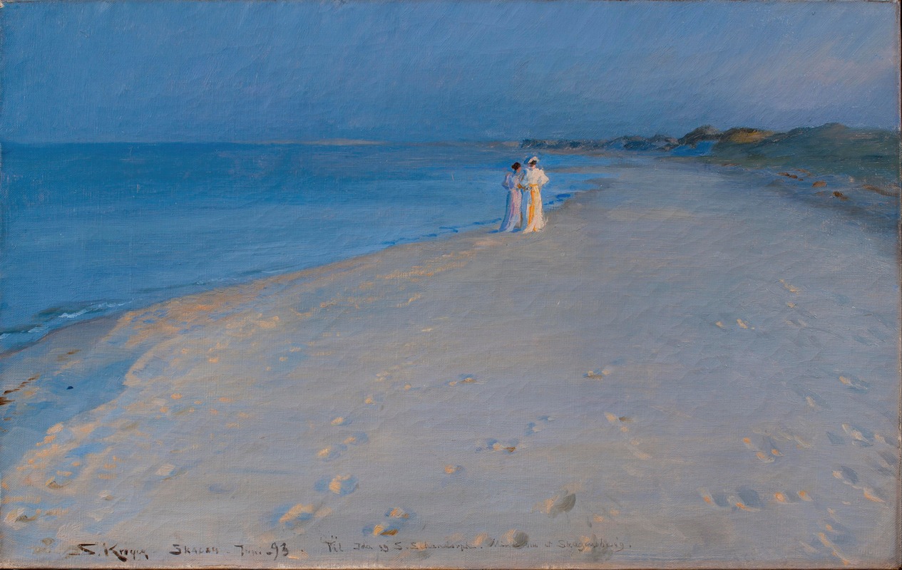 Peder Severin Krøyer - Summer evening at the South beach, Skagen. Anna Ancher and Marie Krøyer (study)