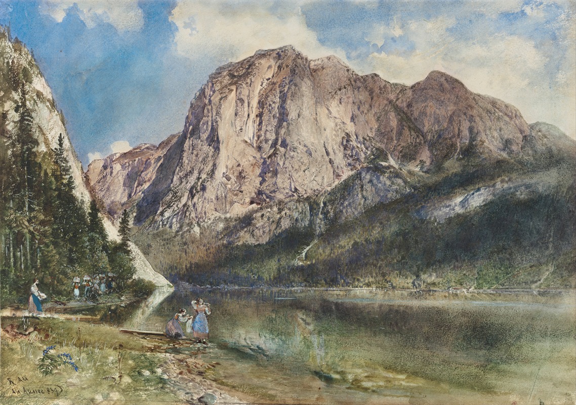Rudolf von Alt - Altaussee Lake and Face of Mount Trissel