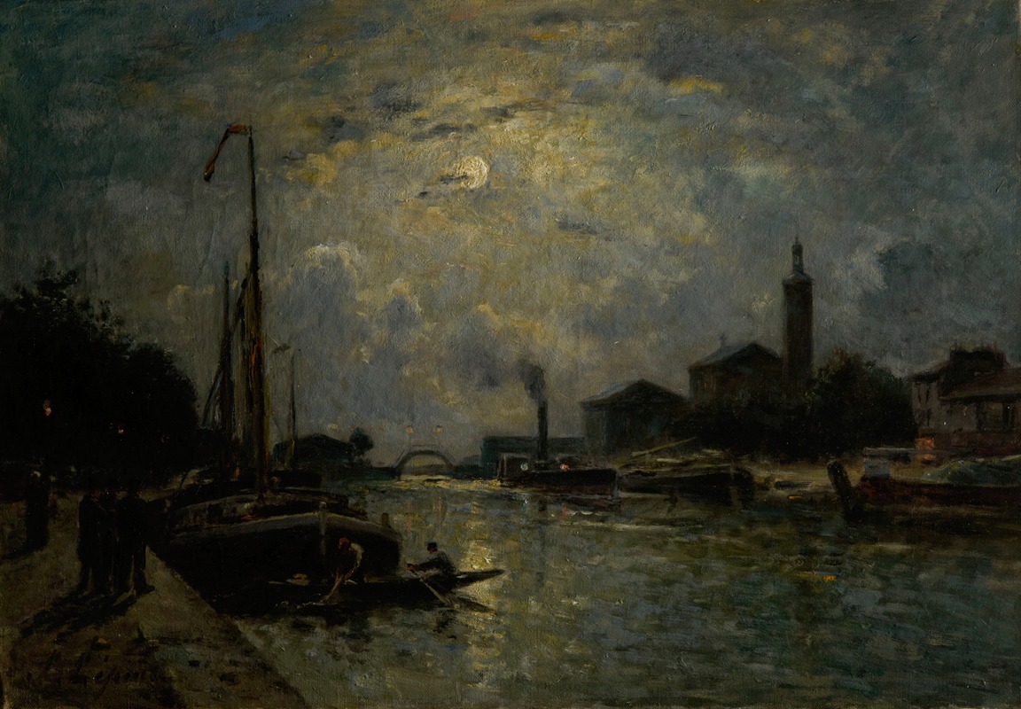 Stanislas Lépine - Bateaux sur le fleuve, clair de lune