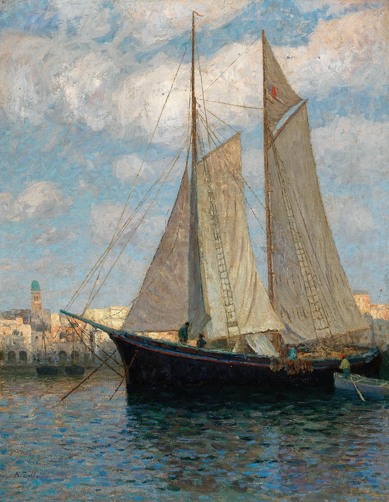 Alfred Zoff - Ships in the Harbour of Chioggia
