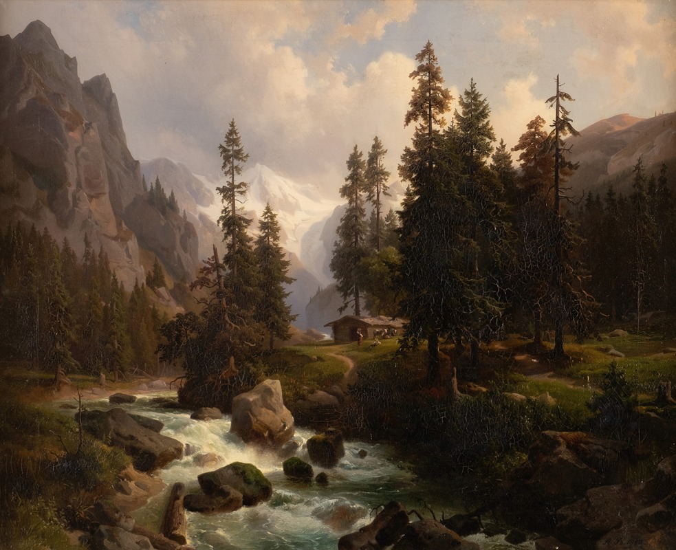 August Behrendsen - Dale in the High Alps at Gastein