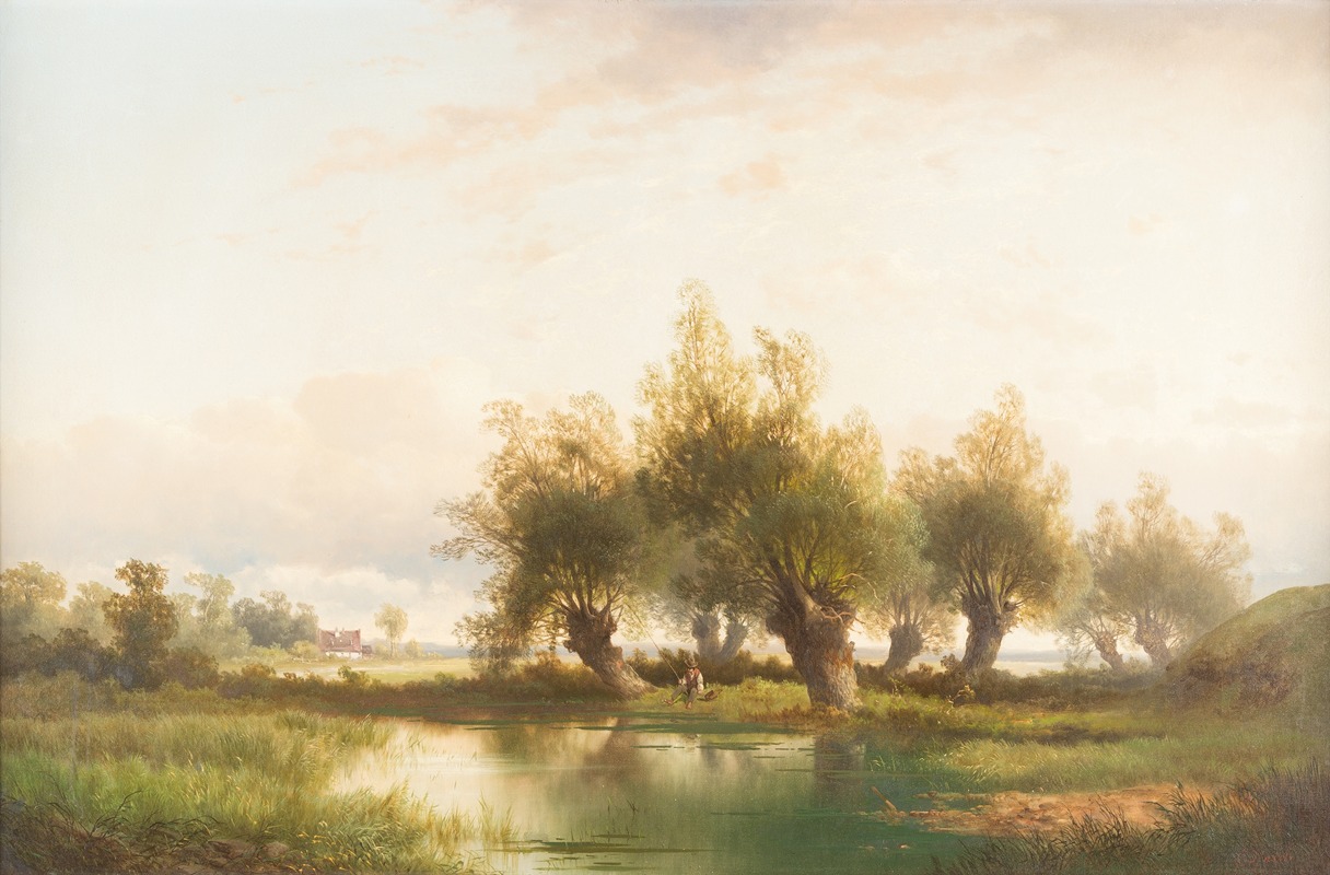 Carl Hasch - Angler under willows