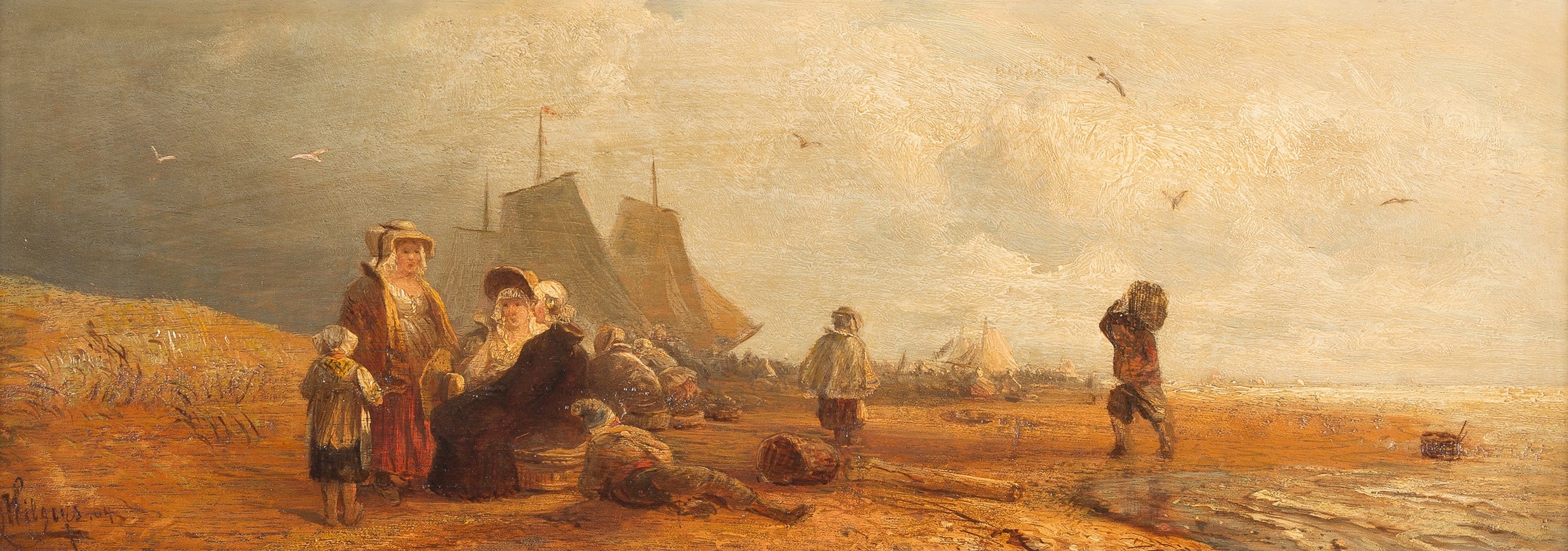 Carl Hilgers - Dutch fishermen by the beach